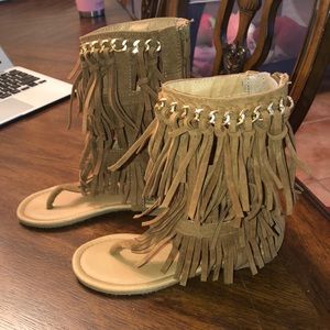 Girls high top fringe sandals - size 13